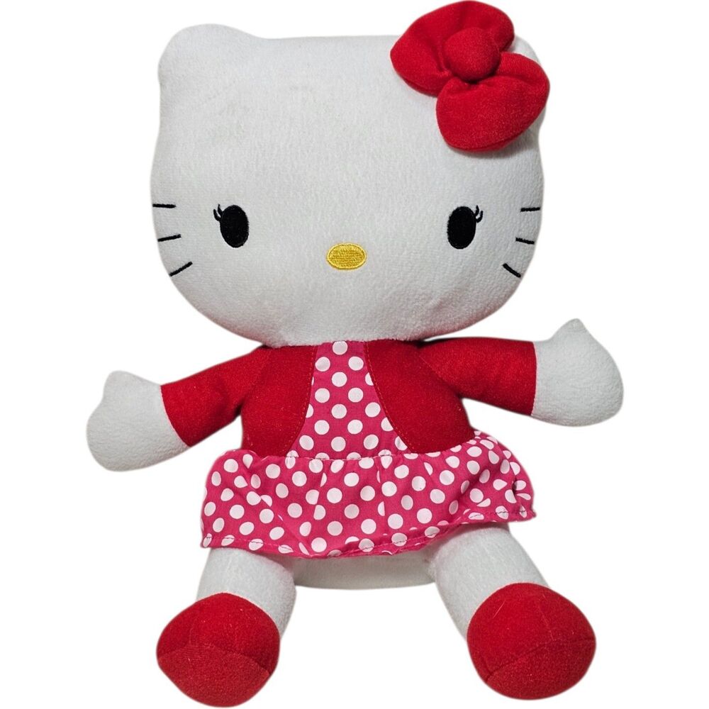 Hello Kitty Sanrio Valentine Love Plush Heart Polka Dot dress stuffed toy